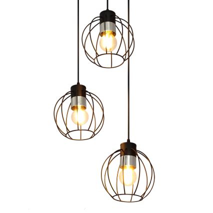 Lampadario a sospensione con filo STARLIGHT 3xE27/15W/230V nero/argento