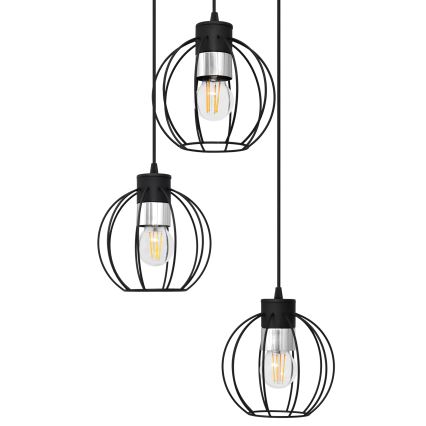 Lampadario a sospensione con filo STARLIGHT 3xE27/15W/230V nero/argento