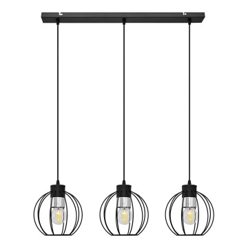 Lampadario a sospensione con filo STARLIGHT 3xE27/15W/230V nero/argento