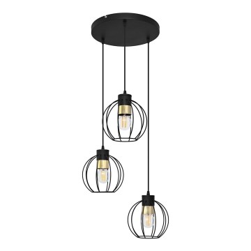 Lampadario a sospensione con filo STARLIGHT 3xE27/15W/230V nero/oro
