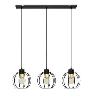 Lampadario a sospensione con filo STARLIGHT 3xE27/15W/230V nero/oro