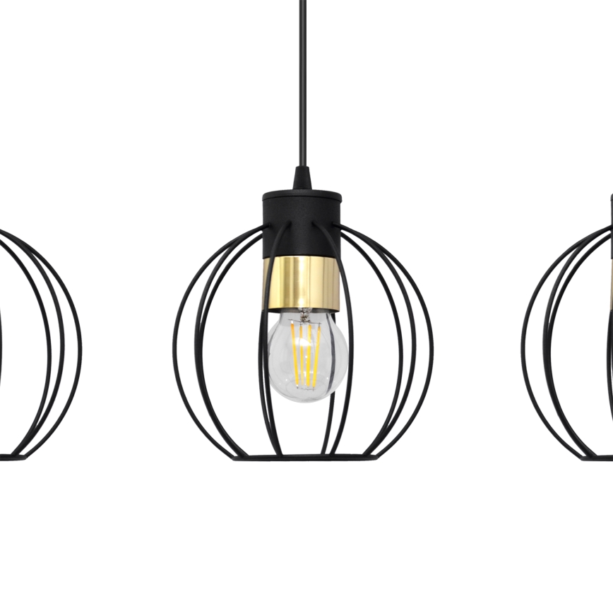Lampadario a sospensione con filo STARLIGHT 3xE27/15W/230V nero/oro