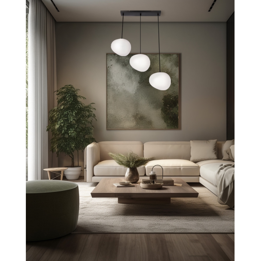 Lampadario a sospensione con filo STONES 3xE27/40W/230V