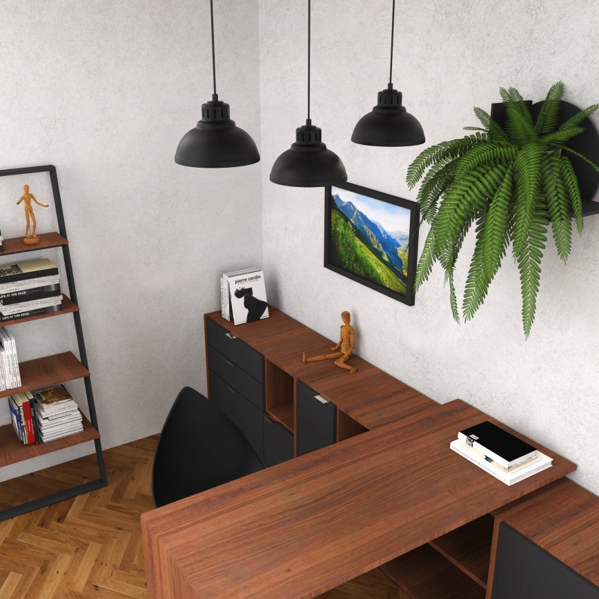 Lampadario a sospensione con filo SVEN 3xE27/15W/230V nero