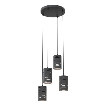 Lampadario a sospensione con filo TANK 4xE27/15W/230V nero