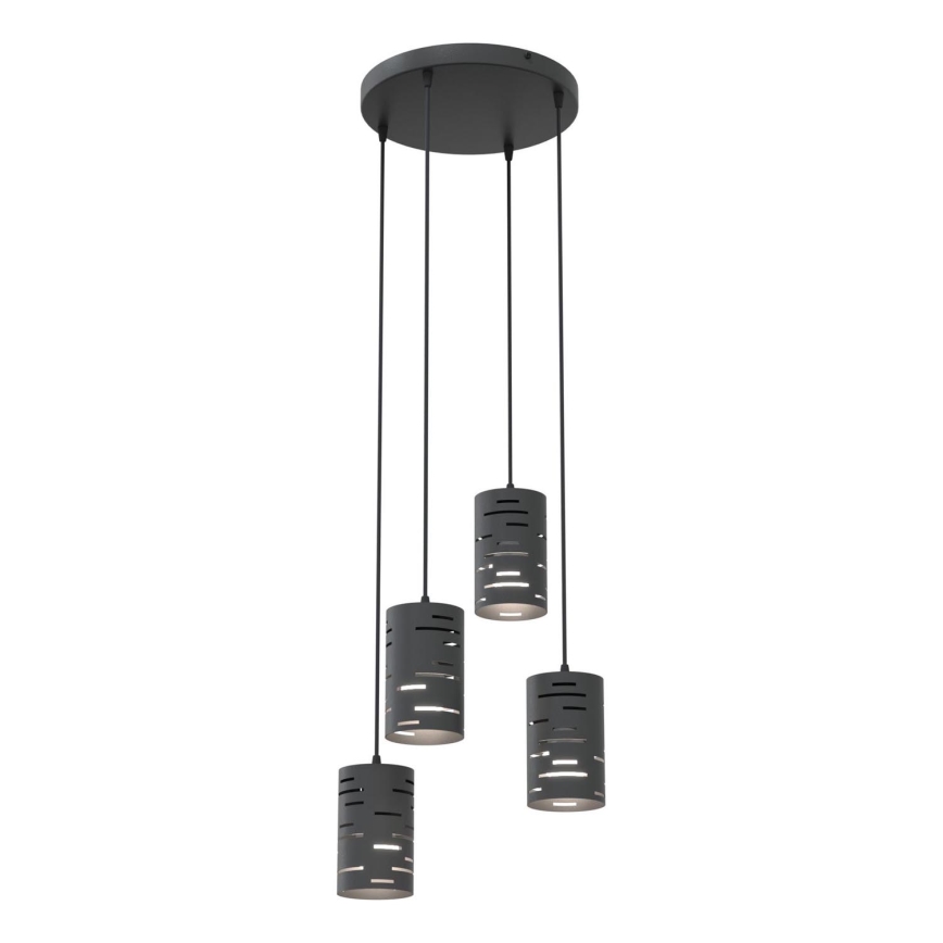 Lampadario a sospensione con filo TANK 4xE27/15W/230V nero