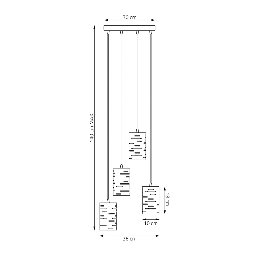 Lampadario a sospensione con filo TANK 4xE27/15W/230V nero