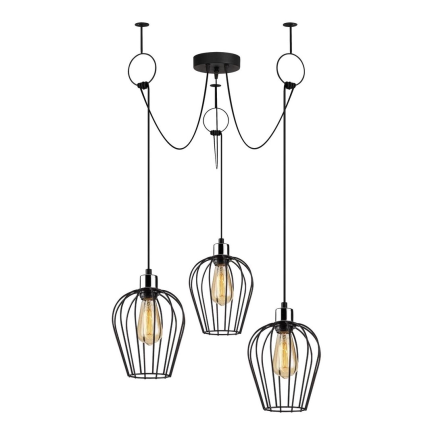 Lampadario a sospensione con filo TEL 3xE27/40W/230V ragno