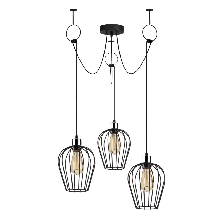 Lampadario a sospensione con filo TEL 3xE27/40W/230V ragno