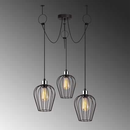 Lampadario a sospensione con filo TEL 3xE27/40W/230V ragno