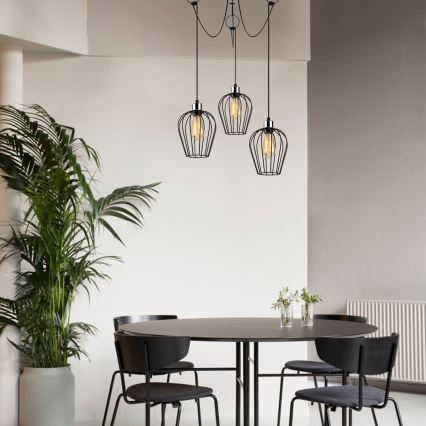 Lampadario a sospensione con filo TEL 3xE27/40W/230V ragno