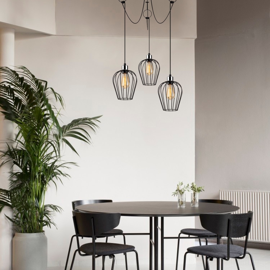 Lampadario a sospensione con filo TEL 3xE27/40W/230V ragno