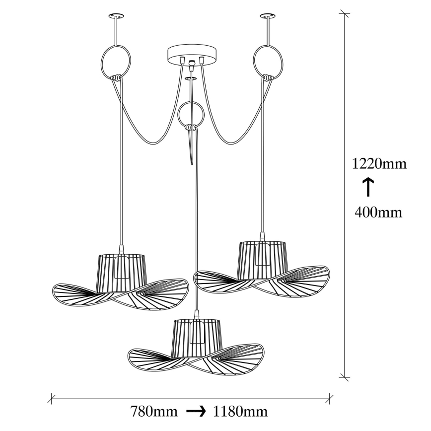 Lampadario a sospensione con filo TEL 3xE27/40W/230V ragno