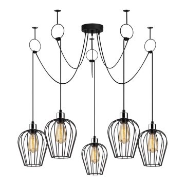 Lampadario a sospensione con filo TEL 5xE27/40W/230V ragno