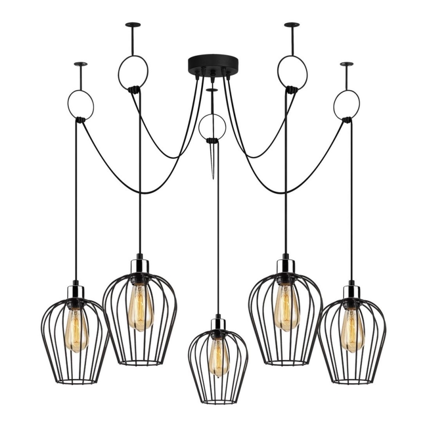 Lampadario a sospensione con filo TEL 5xE27/40W/230V ragno