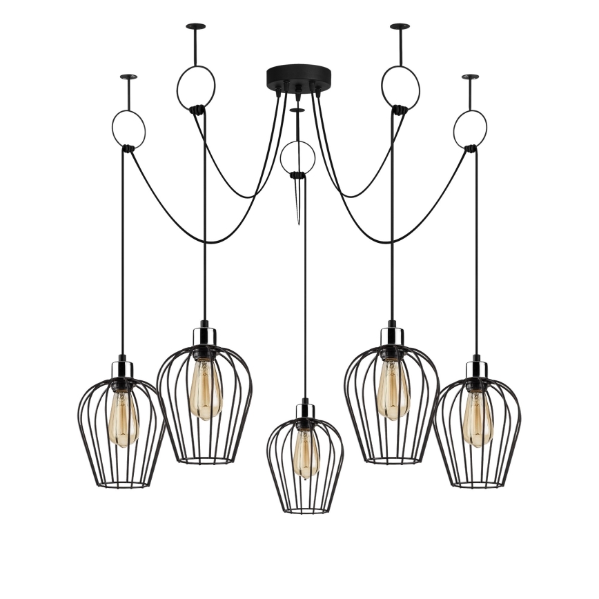 Lampadario a sospensione con filo TEL 5xE27/40W/230V ragno