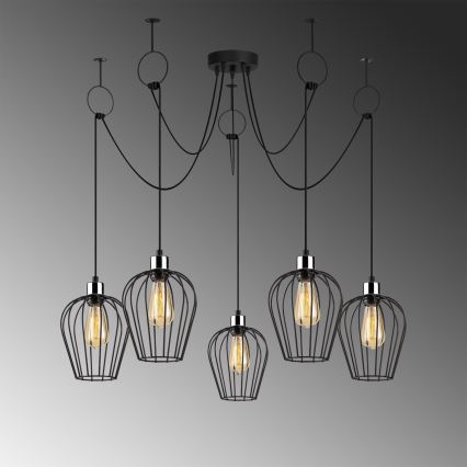 Lampadario a sospensione con filo TEL 5xE27/40W/230V ragno