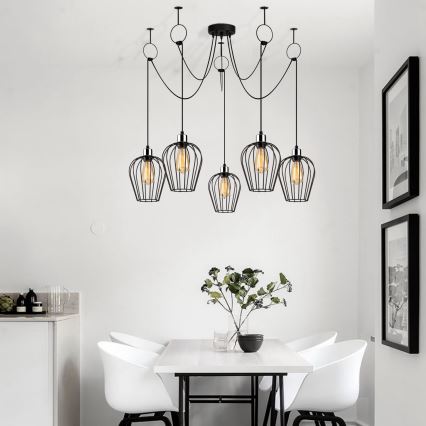 Lampadario a sospensione con filo TEL 5xE27/40W/230V ragno