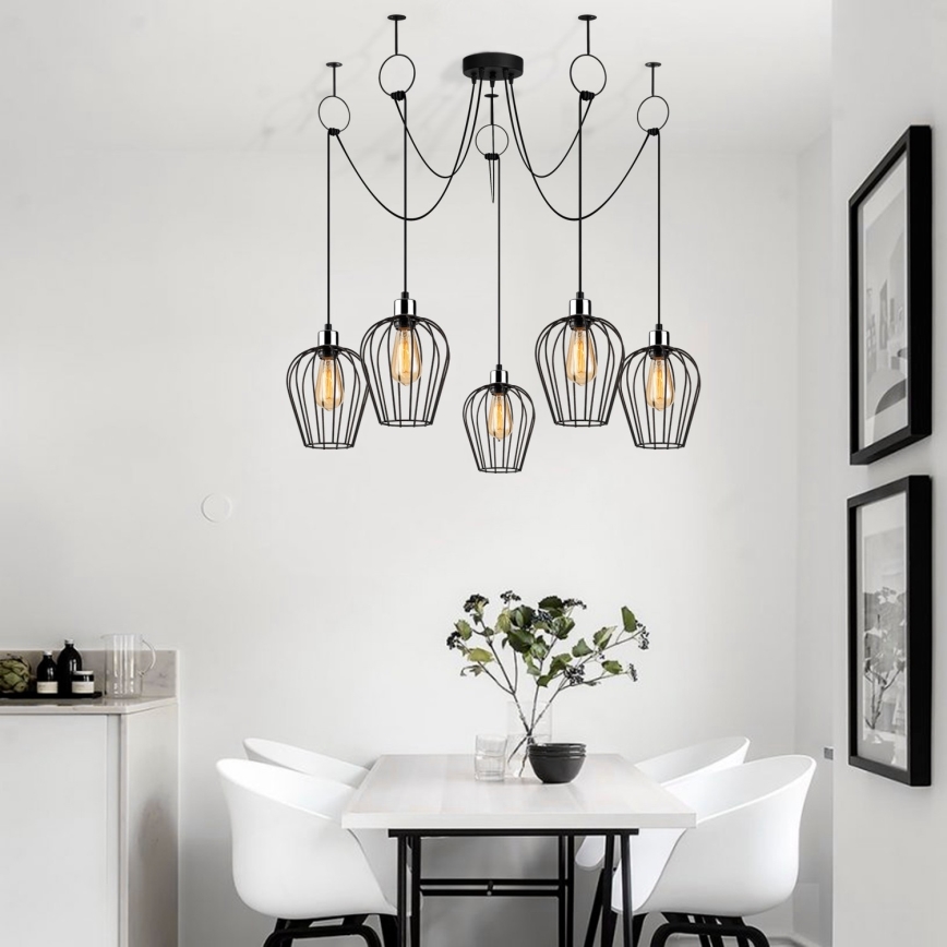 Lampadario a sospensione con filo TEL 5xE27/40W/230V ragno