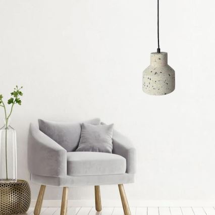 Lampadario a sospensione con filo TERRAZZO 1xE27/60W/230V diametro 12 cm color crema