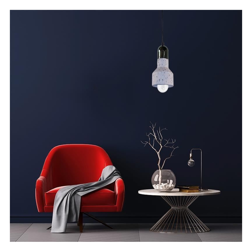 Lampadario a sospensione con filo TERRAZZO 1xE27/60W/230V diametro 12 cm color crema