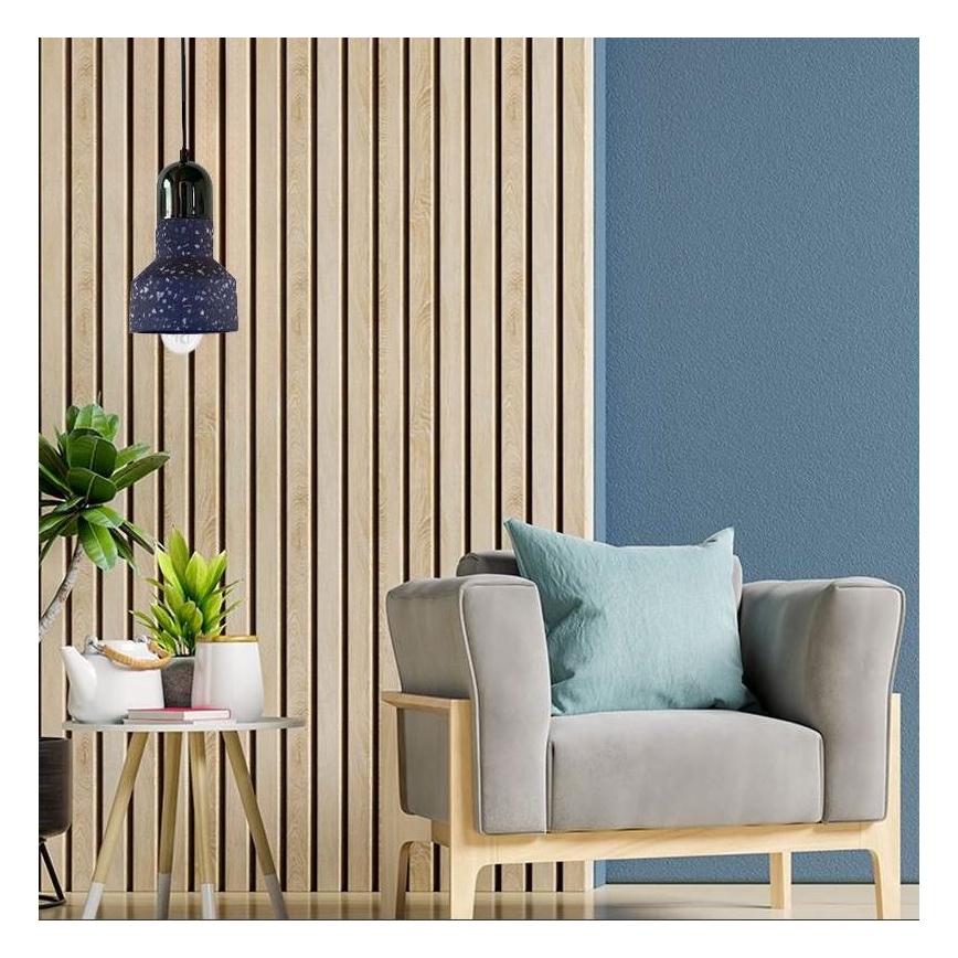 Lampadario a sospensione con filo TERRAZZO 1xE27/60W/230V diametro 12 cm nero