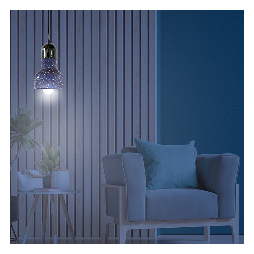 Lampadario a sospensione con filo TERRAZZO 1xE27/60W/230V diametro 12 cm nero