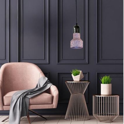 Lampadario a sospensione con filo TERRAZZO 1xE27/60W/230V diametro 12 cm rosso