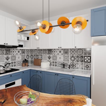 Lampadario a sospensione con filo TOKEN 6xE27/15W/230V arancione