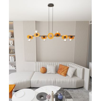 Lampadario a sospensione con filo TOKEN 8xE27/15W/230V arancione