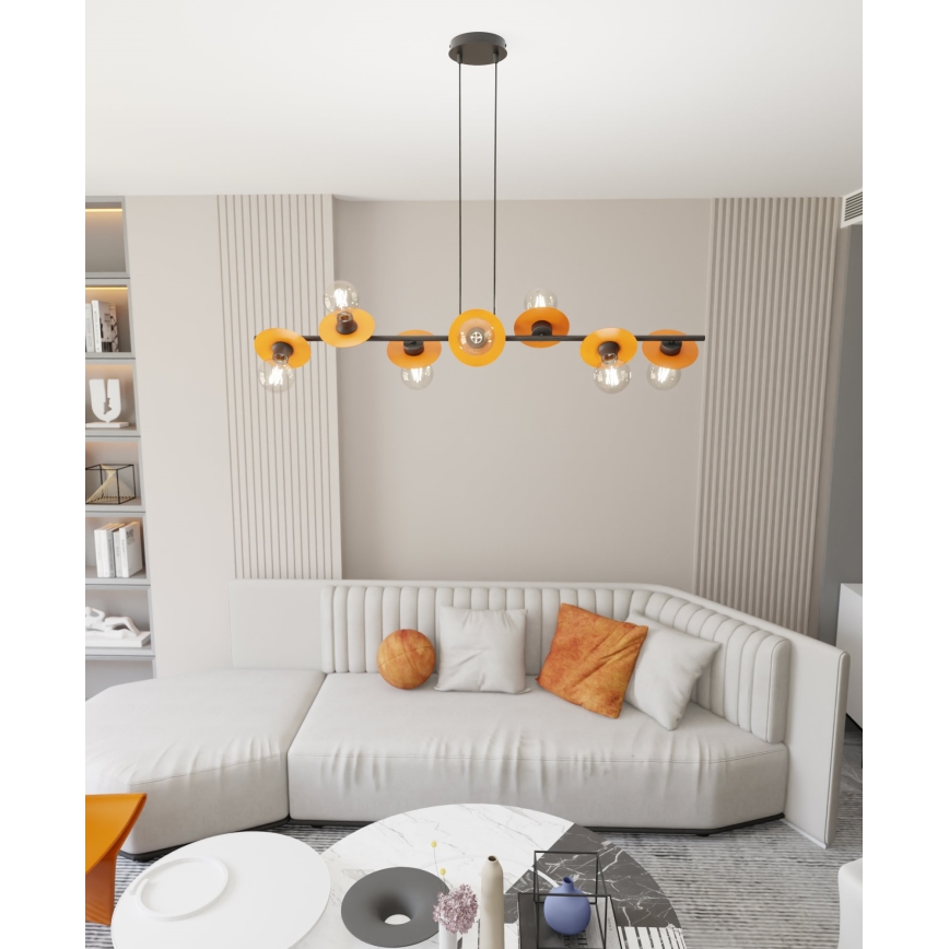 Lampadario a sospensione con filo TOKEN 8xE27/15W/230V arancione