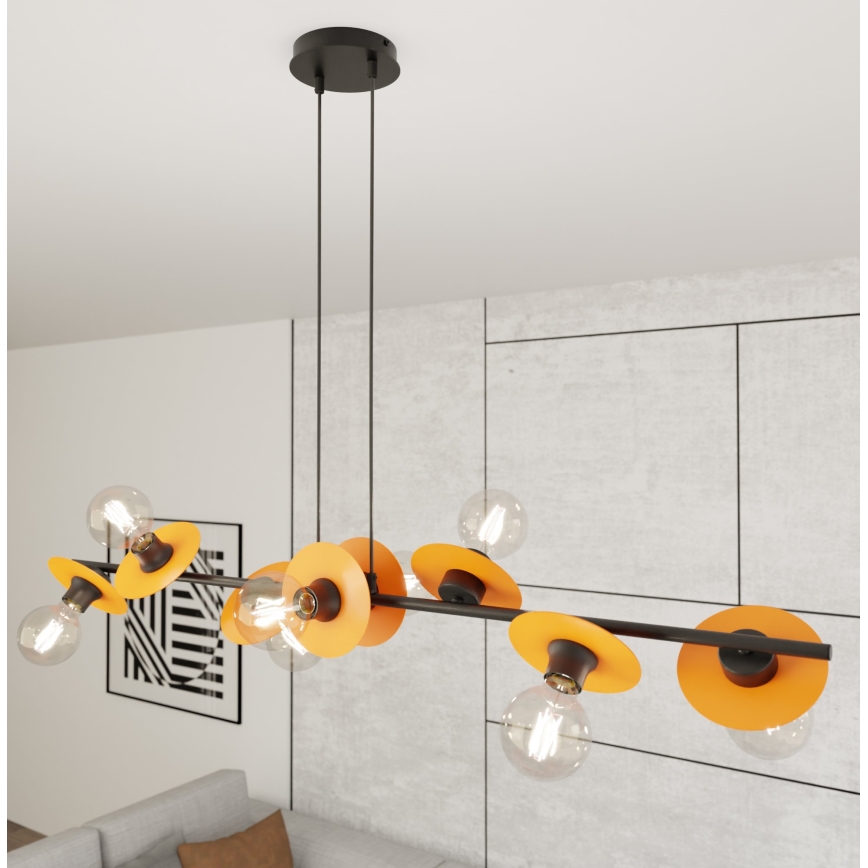 Lampadario a sospensione con filo TOKEN 8xE27/15W/230V arancione