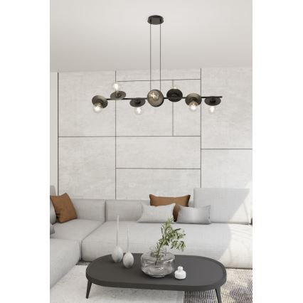 Lampadario a sospensione con filo TOKEN 8xE27/15W/230V nero