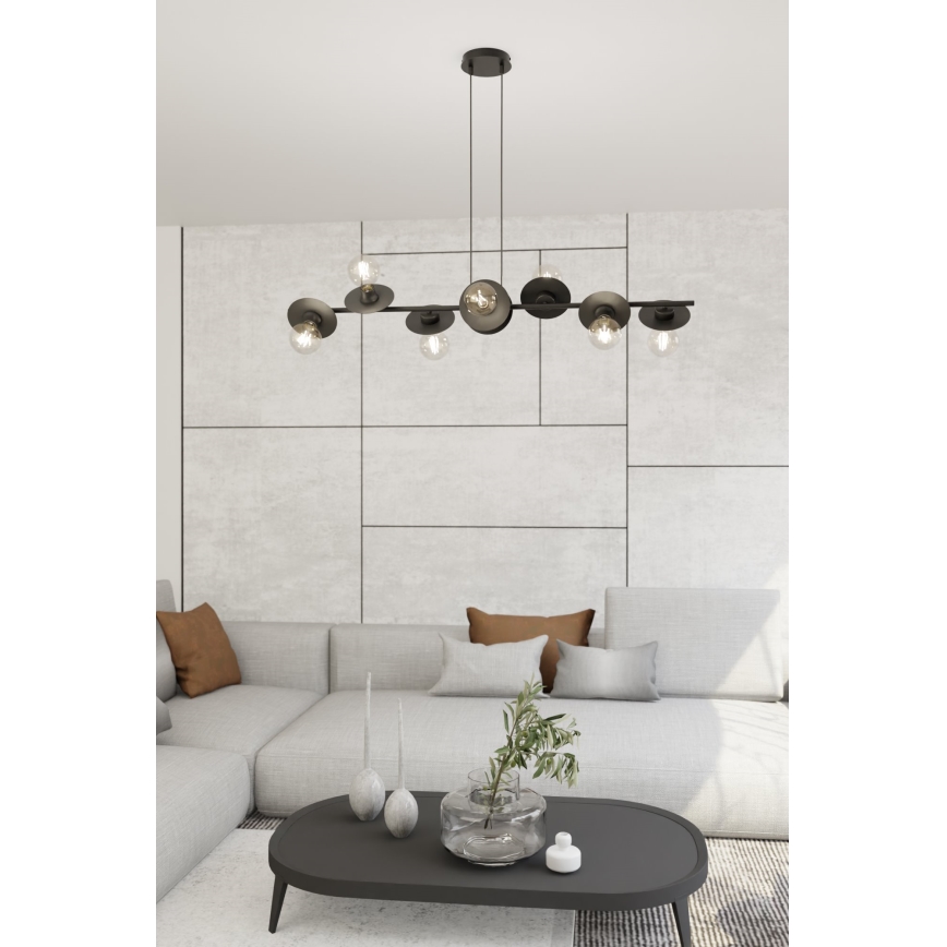 Lampadario a sospensione con filo TOKEN 8xE27/15W/230V nero