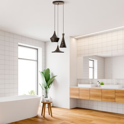 Lampadario a sospensione con filo TOM 3xE27/40W/230V grigio