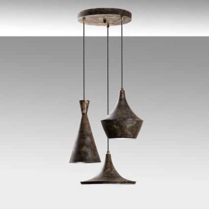 Lampadario a sospensione con filo TOM 3xE27/40W/230V grigio