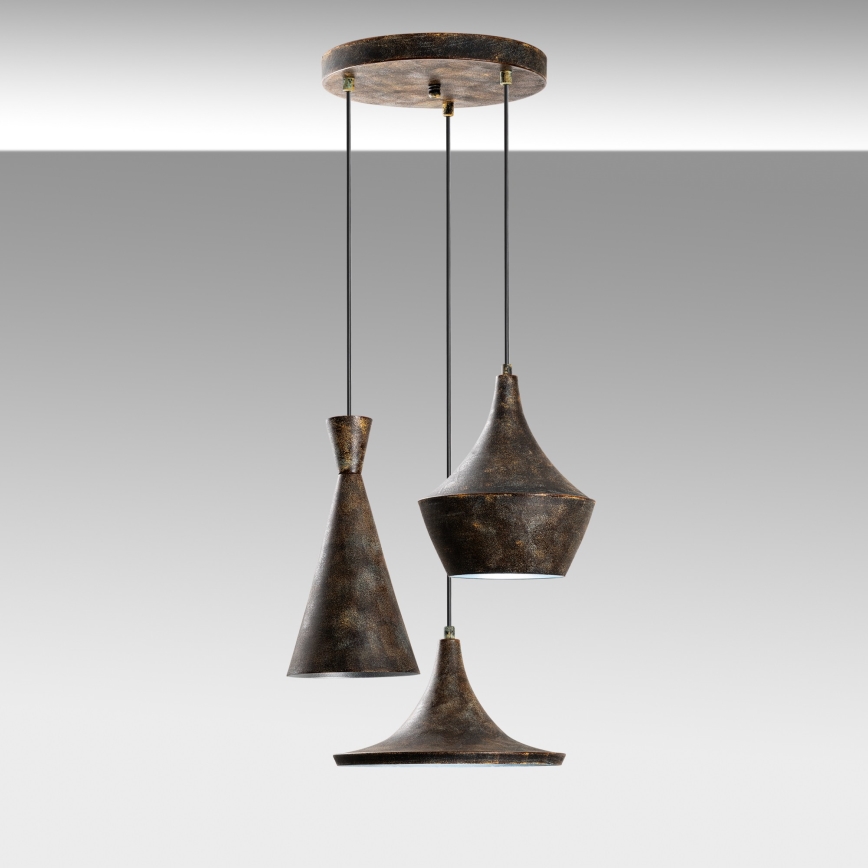 Lampadario a sospensione con filo TOM 3xE27/40W/230V grigio
