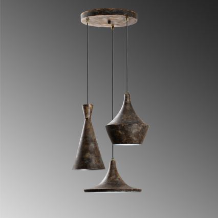 Lampadario a sospensione con filo TOM 3xE27/40W/230V grigio