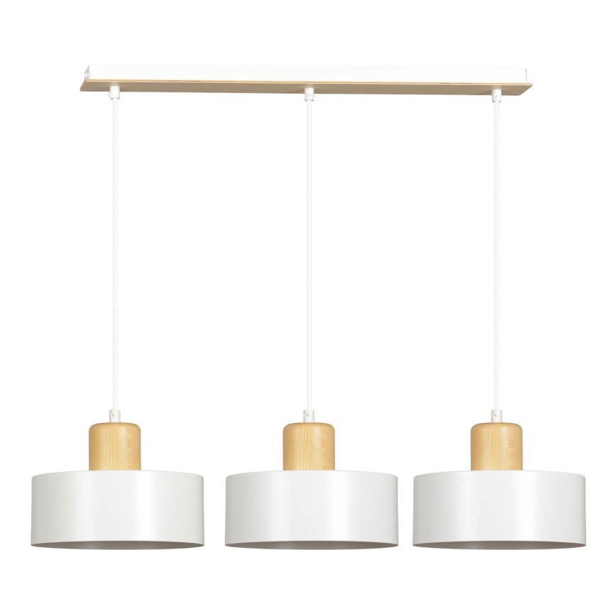 Lampadario a sospensione con filo TORIN 3xE27/15W/230V bianco