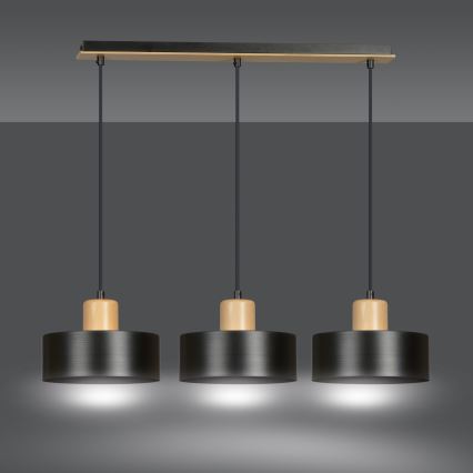 Lampadario a sospensione con filo TORIN 3xE27/15W/230V nero