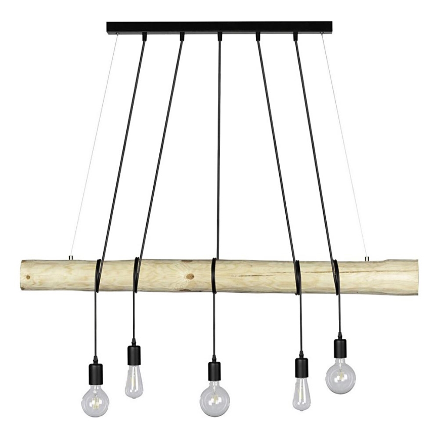 Lampadario a sospensione con filo TRABO 5xE27/60W/230V pino