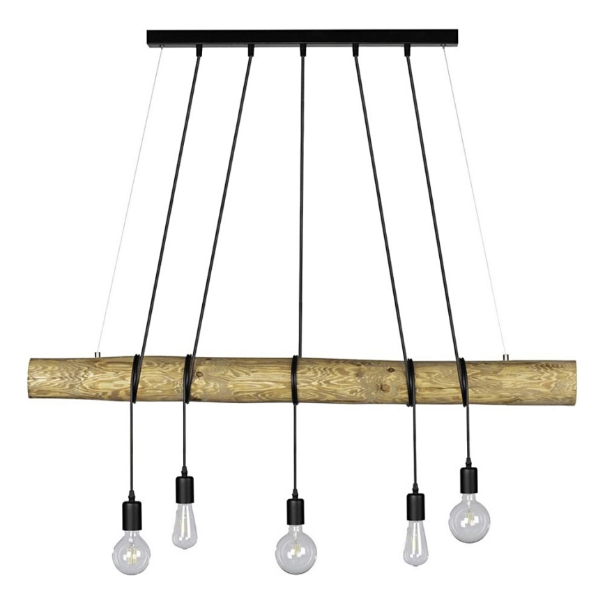 Lampadario a sospensione con filo TRABO 5xE27/60W/230V pino