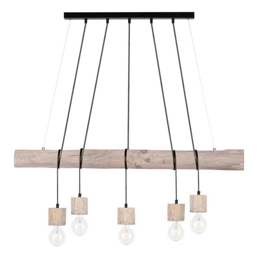 Lampadario a sospensione con filo TRABO 5xE27/60W/230V pino