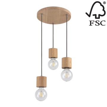 Lampadario a sospensione con filo TRONGO 3xE27/60W/230V - certificato FSC