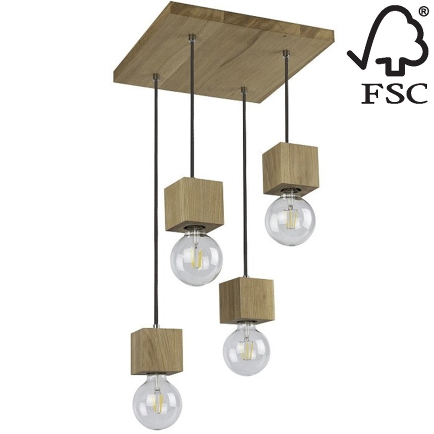 Lampadario a sospensione con filo TRONGO 4xE27/60W/230V - certificato FSC