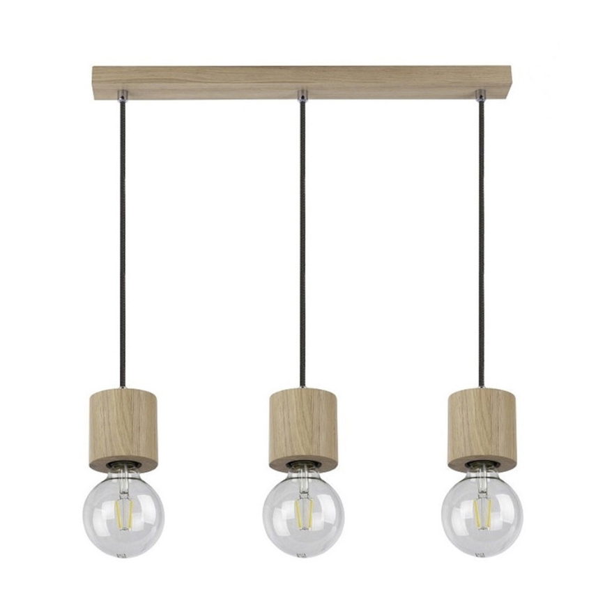 Lampadario a sospensione con filo TRONGO ROUND 3xE27/60W/230V quercia