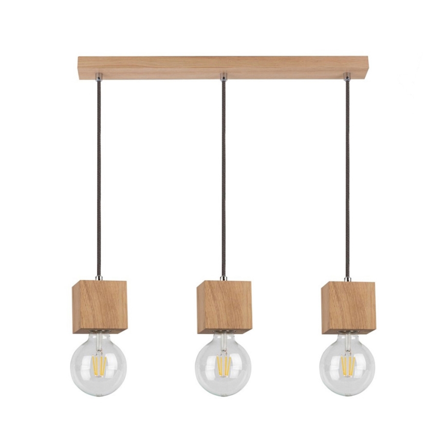 Lampadario a sospensione con filo TRONGO ROUND 3xE27/60W/230V quercia
