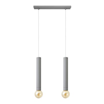Lampadario a sospensione con filo TUBA 2xE27/15W/230V grigio