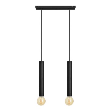 Lampadario a sospensione con filo TUBA 2xE27/15W/230V nero