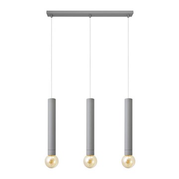 Lampadario a sospensione con filo TUBA 3xE27/15W/230V grigio